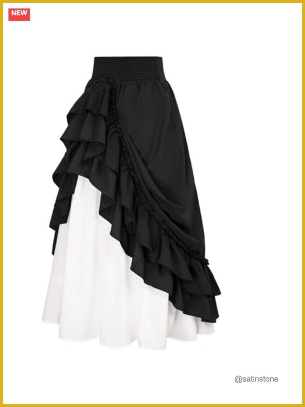 Victorian Renaissance Skirt Multi-Layer Ruffles High Waist Maxi A-Line Halloween